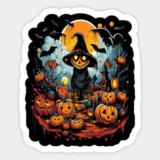 Halloween Pumpkin Scarecrow Sticker